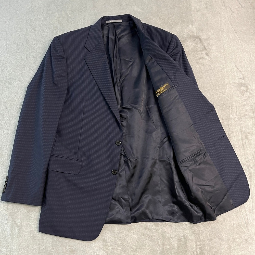 Hickey Freeman Loro Piana Tasmanian Super 130s Navy Pinstripe Blazer 42R Mens